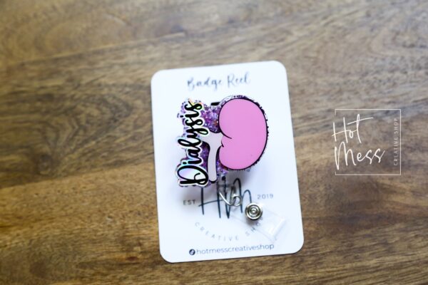 Dialysis Badge Reel, Nurse ID Holder, RN ID Holder, Retractable Acrylic Badge Reel, dialysis tech, kidney badge reel