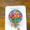Floral Stained Glass Nurse Badge Reel: Retractable ID Holder with Interchangeable Suncatcher Design
