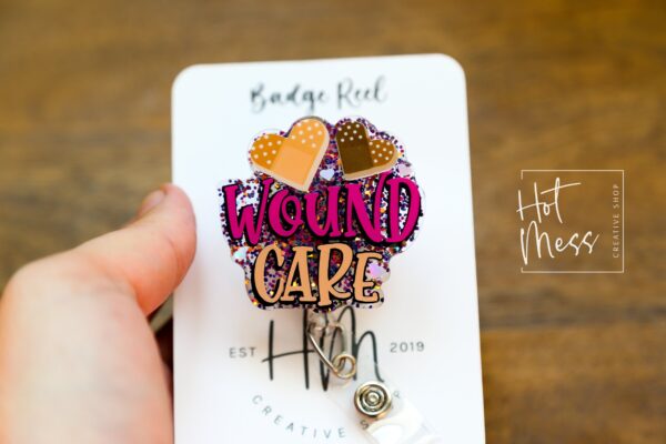 Wound Care Badge Reel, Glitter RN ID Holder, Retractable Acrylic Badge Reel, Nurse Gift, Boo Boo Crew, Wound Care
