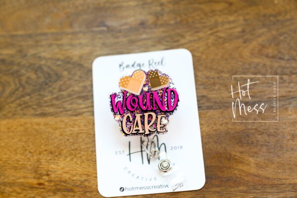 Wound Care Badge Reel, Glitter RN ID Holder, Retractable Acrylic Badge Reel, Nurse Gift, Boo Boo Crew, Wound Care