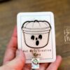 White Halloween bucket Badge Reel, Nurse ID Holder, School Nurse Pin, Halloween Badge Reel, Ghost Badge Reel