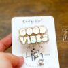 Good Vibes Badge Reel, Retractable Badge Reel, Interchangeable Badge Reel, Glitter Badge Reel