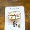 Good Vibes Badge Reel, Retractable Badge Reel, Interchangeable Badge Reel, Glitter Badge Reel
