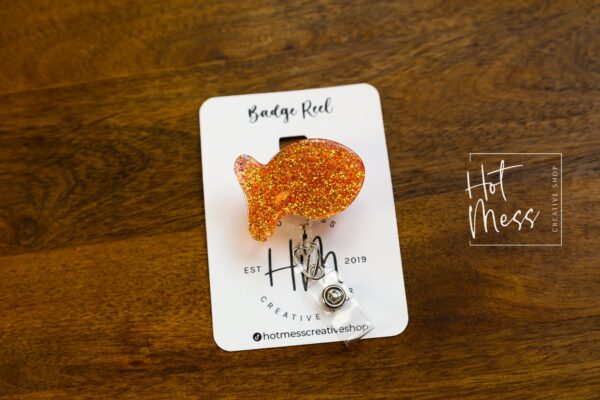 Goldfish Badge Reel, Daycare ID Holder, Interchangeable Badge Reel, Teacher Gift, Daycare Teacher, NICU Nurse