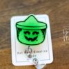 Green Halloween bucket Badge Reel, Nurse ID Holder, School Nurse Pin, Halloween Badge Reel, Witch Badge Reel