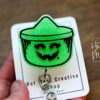 Green Halloween bucket Badge Reel, Nurse ID Holder, School Nurse Pin, Halloween Badge Reel, Witch Badge Reel