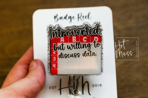 Introverted but willing to discuss Data Funny Glitter Badge Reel, Accountant Badge reel, Data Entry ID Holder, IT Badge Holder