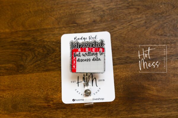 Introverted but willing to discuss Data Funny Glitter Badge Reel, Accountant Badge reel, Data Entry ID Holder, IT Badge Holder