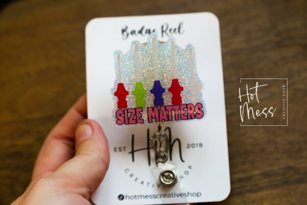 Size Matters Badge Reel, Phlebotomy ID Holder, Funny Badge Reel, PBT ID Holder