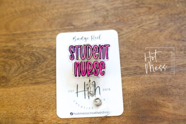 Student Nurse Badge Reel, RN ID Holder, Retractable Acrylic Badge Reel, Nurse Gift, Night Shift, Baby Nurse ID Holder