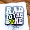 Rad to the Bones Badge Reel, SILVER HOLOGRAPHIC Glitter Badge Reel, Retractable ID Holder, Interchangeable Badge