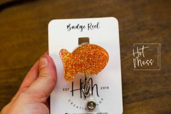 Goldfish Badge Reel, Daycare ID Holder, Interchangeable Badge Reel, Teacher Gift, Daycare Teacher, NICU Nurse