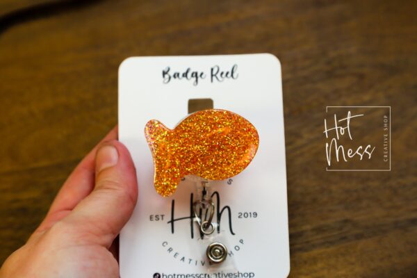 Goldfish Badge Reel, Daycare ID Holder, Interchangeable Badge Reel, Teacher Gift, Daycare Teacher, NICU Nurse