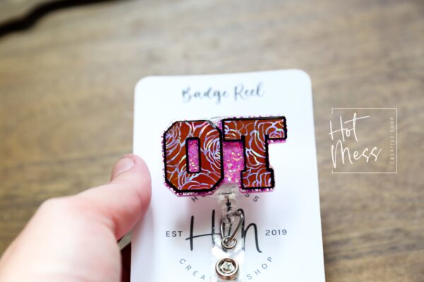 il_fullxfull.5341840380_159f Pink OT Badge Reel, OT ID Holder, Occupational Therapy Assistant, Retractable Acrylic Badge Reel, Nurse Gift