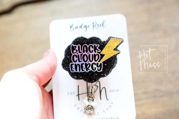 il_fullxfull.5341893296_np5n Black Cloud Energy Funny Nurse Badge Reel, Night Shift badge reel, Dark Cloud ID Holder, Stocking Stuffer
