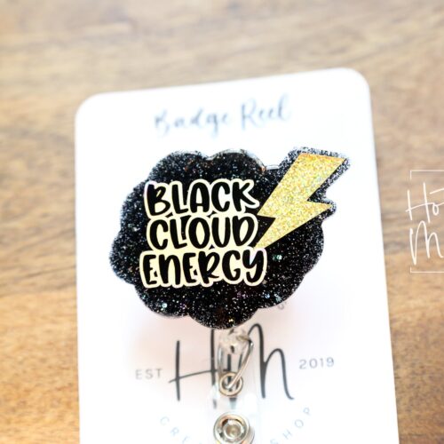 il_fullxfull.5341893414_5m0r Black Cloud Energy Funny Nurse Badge Reel, Night Shift badge reel, Dark Cloud ID Holder, Stocking Stuffer