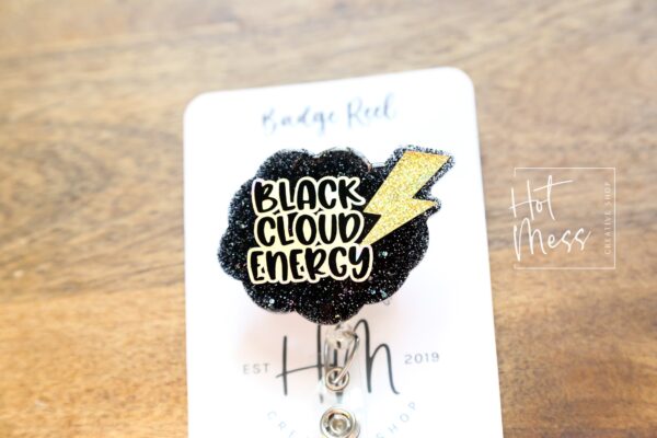 il_fullxfull.5341893414_5m0r Black Cloud Energy Funny Nurse Badge Reel, Night Shift badge reel, Dark Cloud ID Holder, Stocking Stuffer