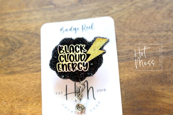 il_fullxfull.5341893436_k2yx Black Cloud Energy Funny Nurse Badge Reel, Night Shift badge reel, Dark Cloud ID Holder, Stocking Stuffer
