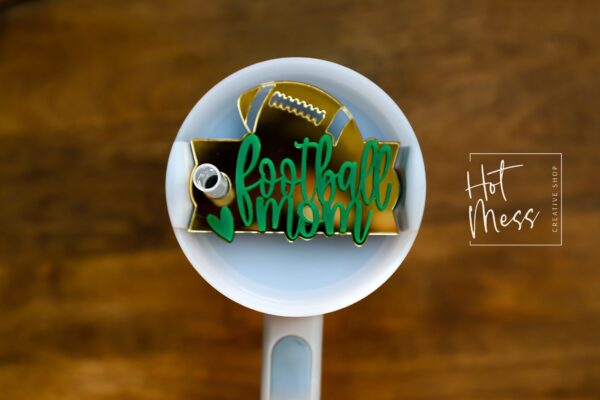 Personalized Football Mom Stanley Tumbler Topper: Custom Name Plate Accessory for Cup Lid