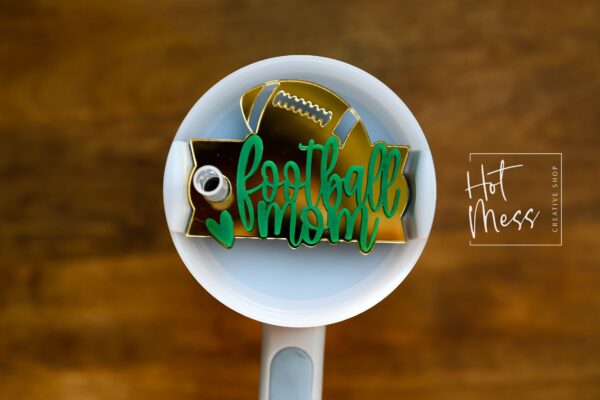 Personalized Football Mom Stanley Tumbler Topper: Custom Name Plate Accessory for Cup Lid