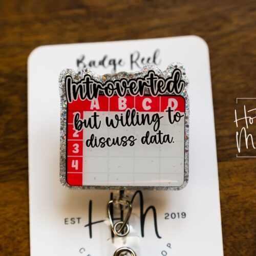 Introverted but willing to discuss Data Funny Glitter Badge Reel, Accountant Badge reel, Data Entry ID Holder, IT Badge Holder