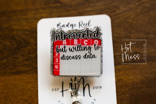 Introverted but willing to discuss Data Funny Glitter Badge Reel, Accountant Badge reel, Data Entry ID Holder, IT Badge Holder