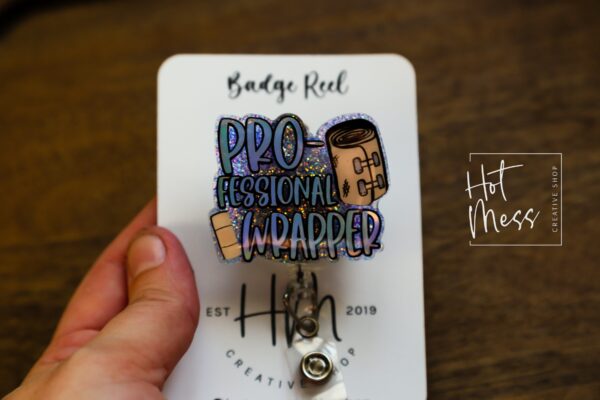 Professional Wrapper Wound Badge Reel, Wound Care Nurse Badge Reel, RN ID Holder, Retractable Acrylic Badge Reel, Nurse Gift, Boo Boo Crew
