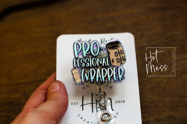 Professional Wrapper Wound Badge Reel, Wound Care Nurse Badge Reel, RN ID Holder, Retractable Acrylic Badge Reel, Nurse Gift, Boo Boo Crew