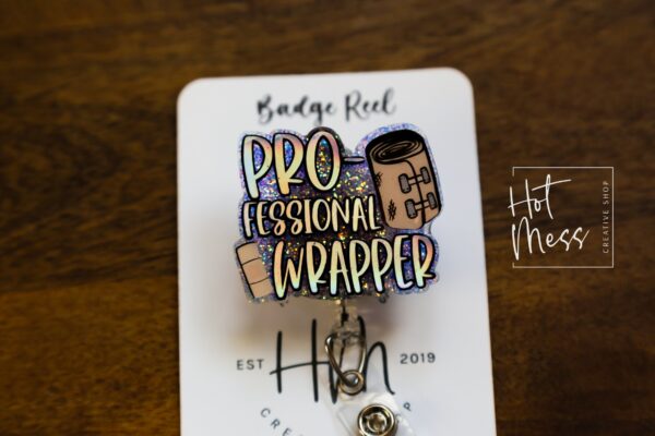 Professional Wrapper Wound Badge Reel, Wound Care Nurse Badge Reel, RN ID Holder, Retractable Acrylic Badge Reel, Nurse Gift, Boo Boo Crew