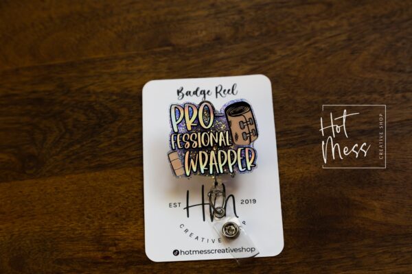 Professional Wrapper Wound Badge Reel, Wound Care Nurse Badge Reel, RN ID Holder, Retractable Acrylic Badge Reel, Nurse Gift, Boo Boo Crew