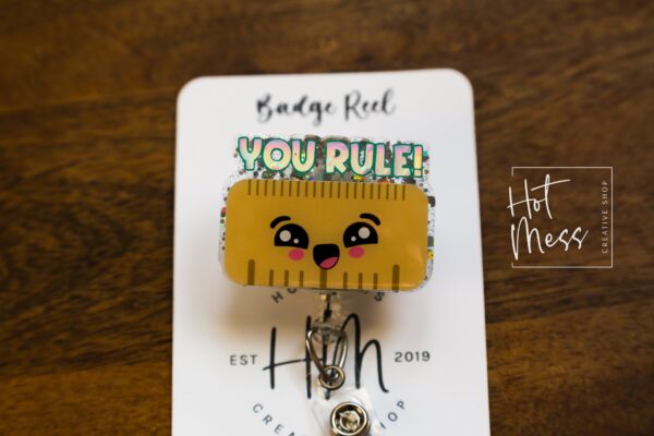 il_fullxfull.5353324545_7axm You Rule Teacher Badge Reel, ID Holder, Interchangeable Badge Reel, Teacher Gift, Back to School