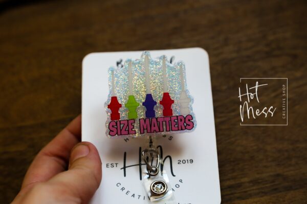 Size Matters Badge Reel, Phlebotomy ID Holder, Funny Badge Reel, PBT ID Holder