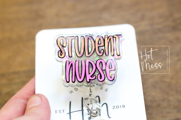 Student Nurse Badge Reel, RN ID Holder, Retractable Acrylic Badge Reel, Nurse Gift, Night Shift, Baby Nurse ID Holder