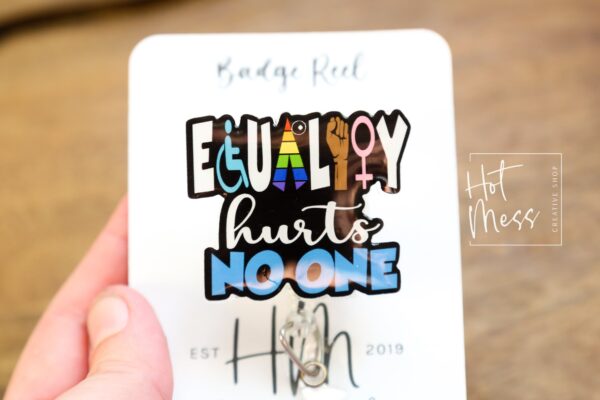 il_fullxfull.5353395123_5ppt Equality Hurts No One Badge Reel, LGBT Pride Retractable Badge Reel, ID Holder, Black Lives Matters
