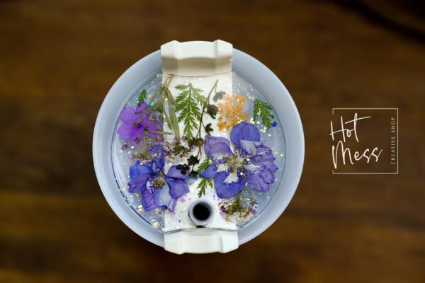 Pressed Flower Stanley Tumbler Topper, custom tumbler plate, tumbler name tag, Personalized gift