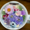 Pressed Flower Stanley Tumbler Topper, custom tumbler plate, tumbler name tag, Personalized gift