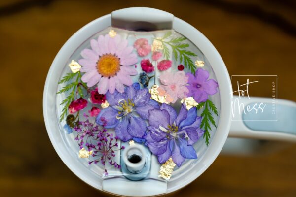 Pressed Flower Stanley Tumbler Topper, custom tumbler plate, tumbler name tag, Personalized gift