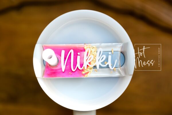 Personalized Marble Stanley Tumbler Topper: Custom Name Tag Plate for Cups, Unique Accessory Gift