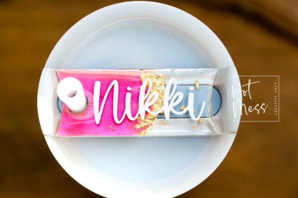 Personalized Marble Stanley Tumbler Topper: Custom Name Tag Plate for Cups, Unique Accessory Gift