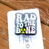 Rad to the Bones Badge Reel, SILVER HOLOGRAPHIC Glitter Badge Reel, Retractable ID Holder, Interchangeable Badge