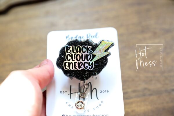 il_fullxfull.5390069117_6gpw Black Cloud Energy Funny Nurse Badge Reel, Night Shift badge reel, Dark Cloud ID Holder, Stocking Stuffer