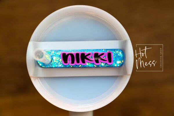 Personalized Stanley Tumbler Topper: Custom Name Plate Tag Accessory for Cup Lid Identification