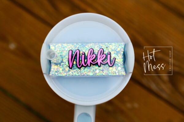 Personalized Stanley Tumbler Topper: Custom Name Plate Tag Accessory for Cup Lid Identification