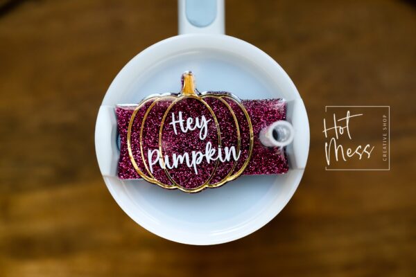 Personalized Pumpkin Tumbler Topper: Custom Name Tag for Stanley Cups, Fall Accessory for Straw Lids