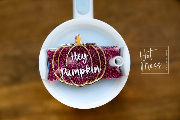 Personalized Pumpkin Tumbler Topper: Custom Name Tag for Stanley Cups, Fall Accessory for Straw Lids