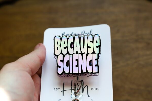 il_fullxfull.5422025715_n6wx Because Science Badge Reel, Science Teacher Gift, Retractable Badge Reel, Interchangeable Badge Holder