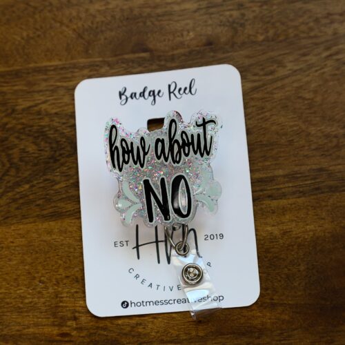 How about No Glitter Funny Badge Reel, Retractable ID Holder, Interchangeable, Nurse Badge Reel,