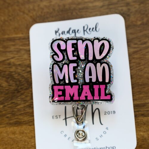 il_fullxfull.5437771620_ol4r Send me an Email Funny Blue Badge Reel, Office Badge Holder, RN ID Holder, Retractable Acrylic Badge Reel, Night Shift, Office Badge Reel