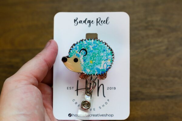 Floral Hedgehog Badge Reel, Interchangeable Badge Reel, Cute badge Reel, Teacher ID Holder, animal badge reel, Nurse Badge Holder