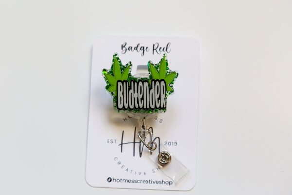 Budtender Badge Reel, Dispensary ID Holder, Retractable Acrylic Badge Reel, Budtender Gift